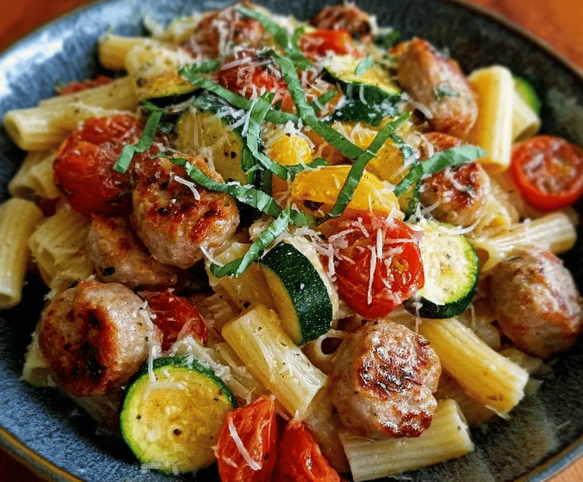 Chicken Sausage Pasta with Zucchini & Tomatoes – Easy Healthy Dinner