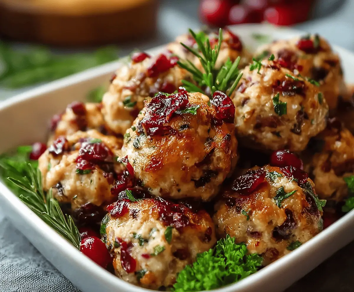 Easy Cranberry Turkey Stuffing Balls Recipe for Holiday Parties