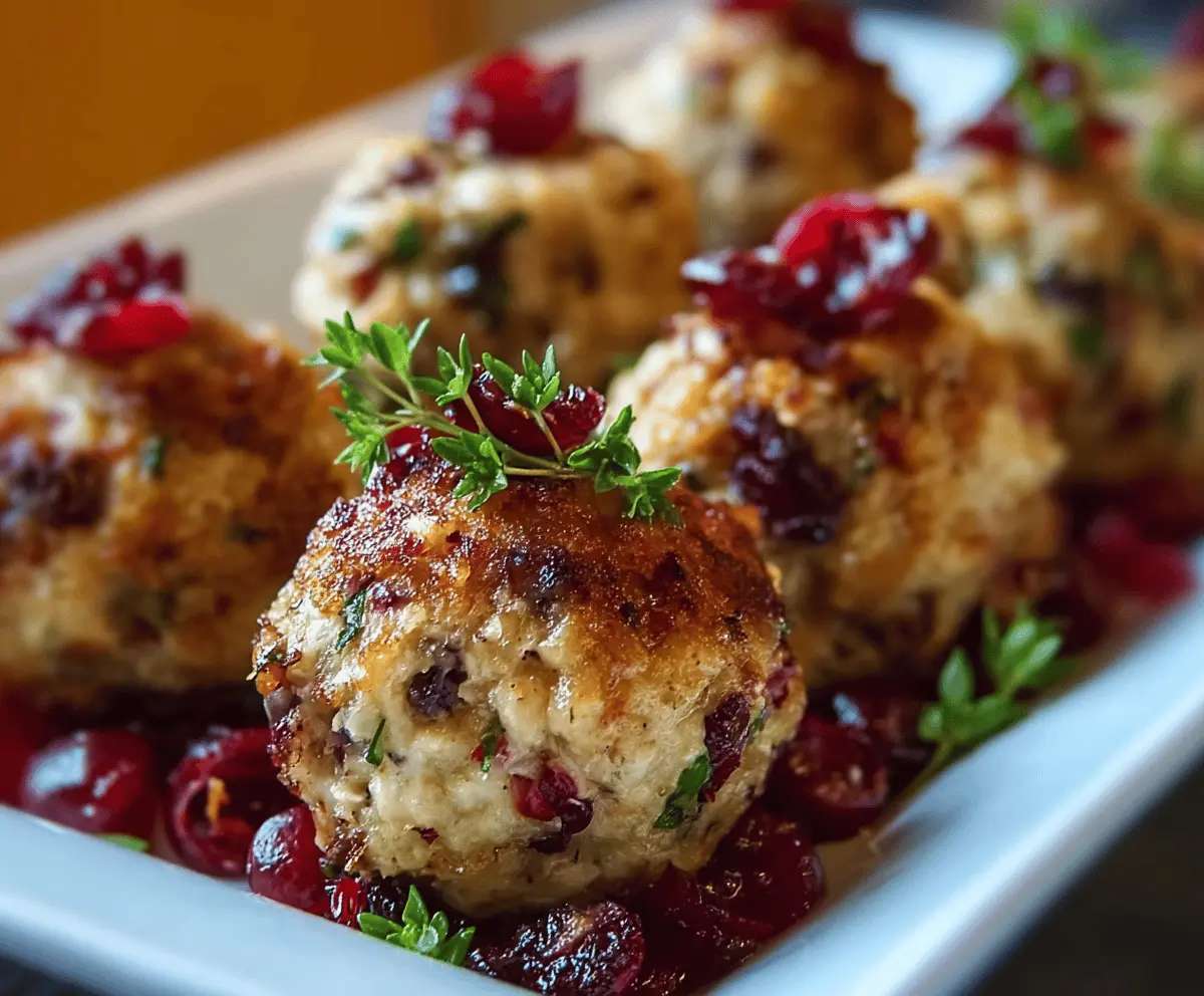 Easy Cranberry Turkey Stuffing Balls Recipe for Holiday Parties
