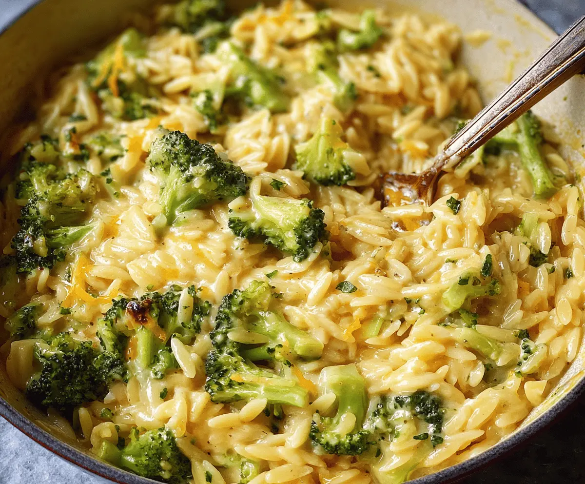 Quick & Creamy Broccoli Cheddar Orzo Recipe