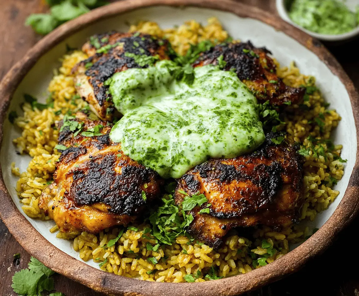 Easy Peruvian Chicken and Rice with Authentic Green Sauce Recipe