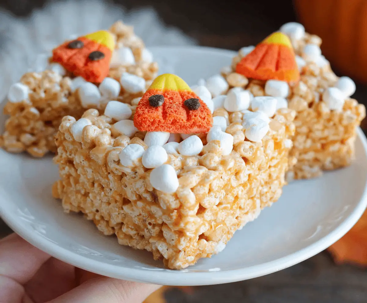 Delicious easy pumpkin pie marshmallow treats topped with whipped cream and cinnamon, perfect for fall dessert