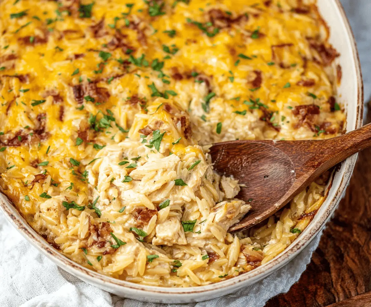 Easy French Onion Chicken Orzo Casserole Recipe