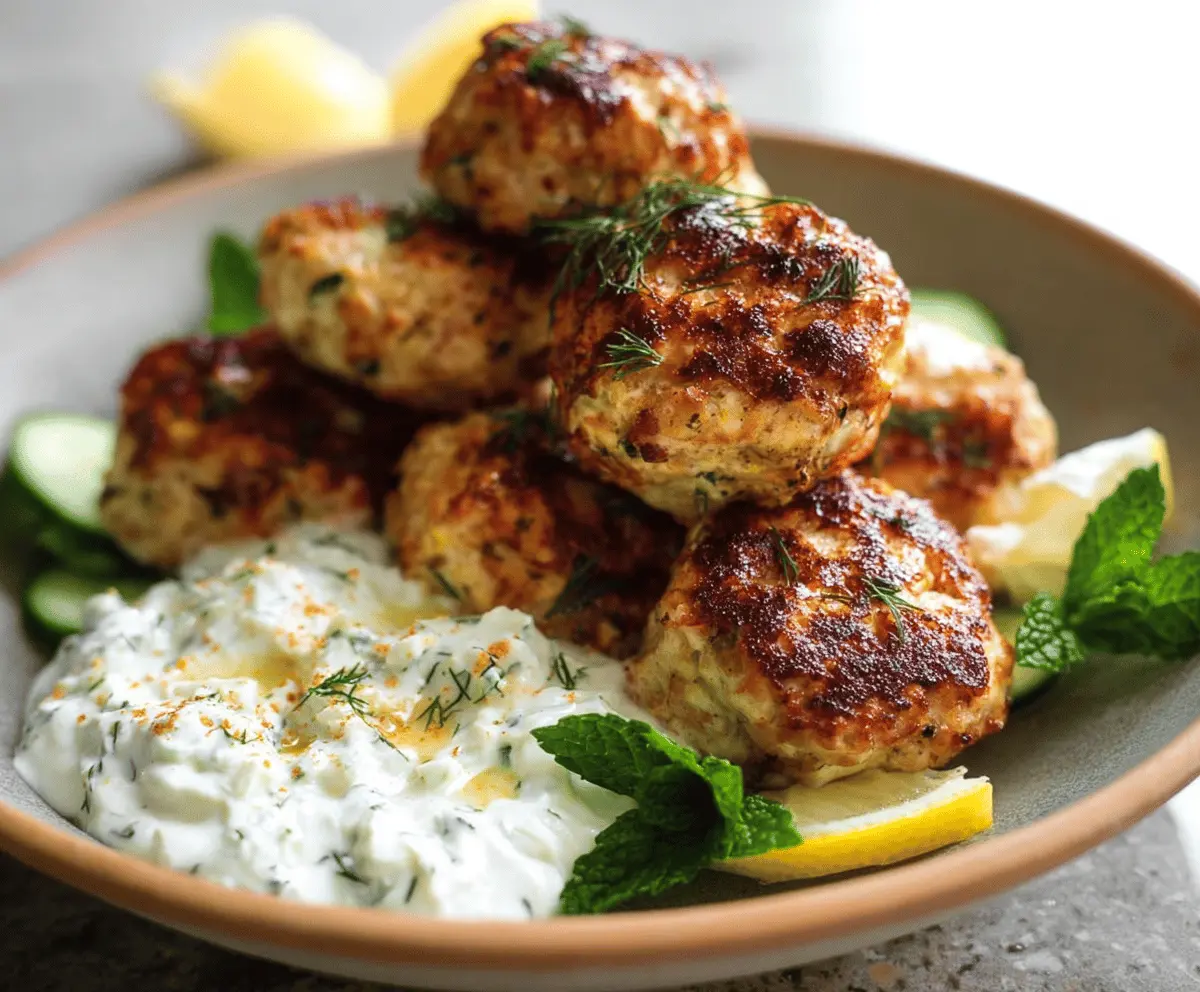 Greek Turkey Meatballs with Creamy Tzatziki Recipe