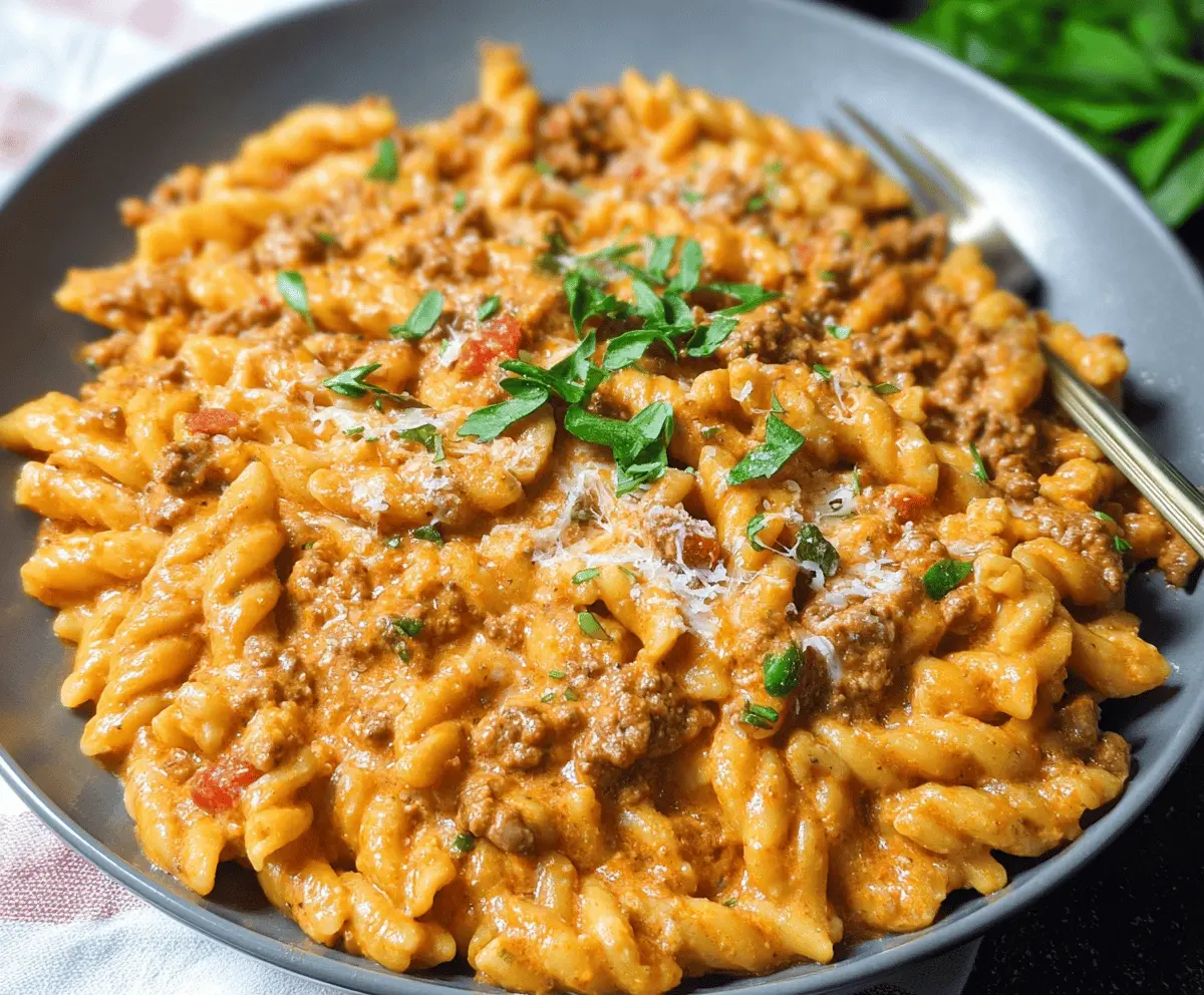 High Protein Creamy Beef Pasta – Quick & Easy Weeknight Dinner