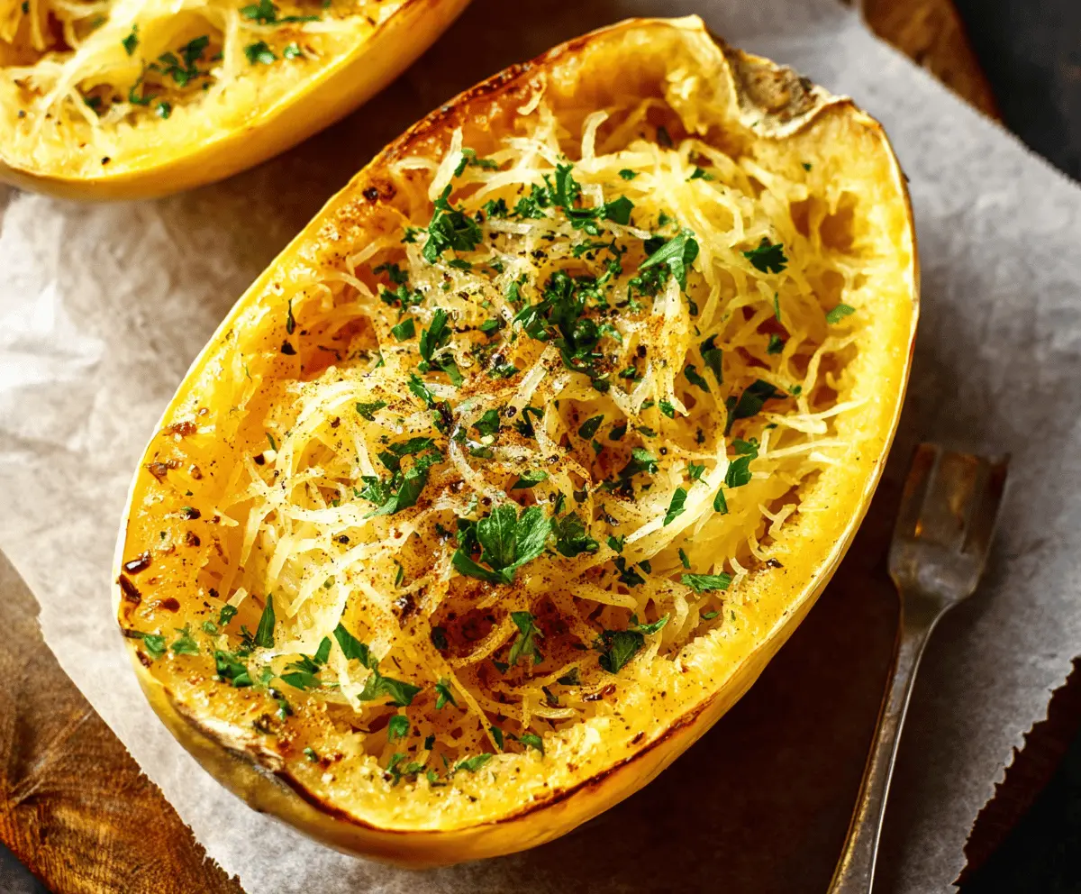 Delicious spaghetti squash dish topped with fresh herbs, showcasing the best and healthiest pasta alternative