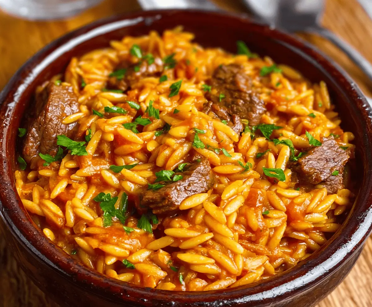 Easy Greek Beef Giouvetsi Pasta