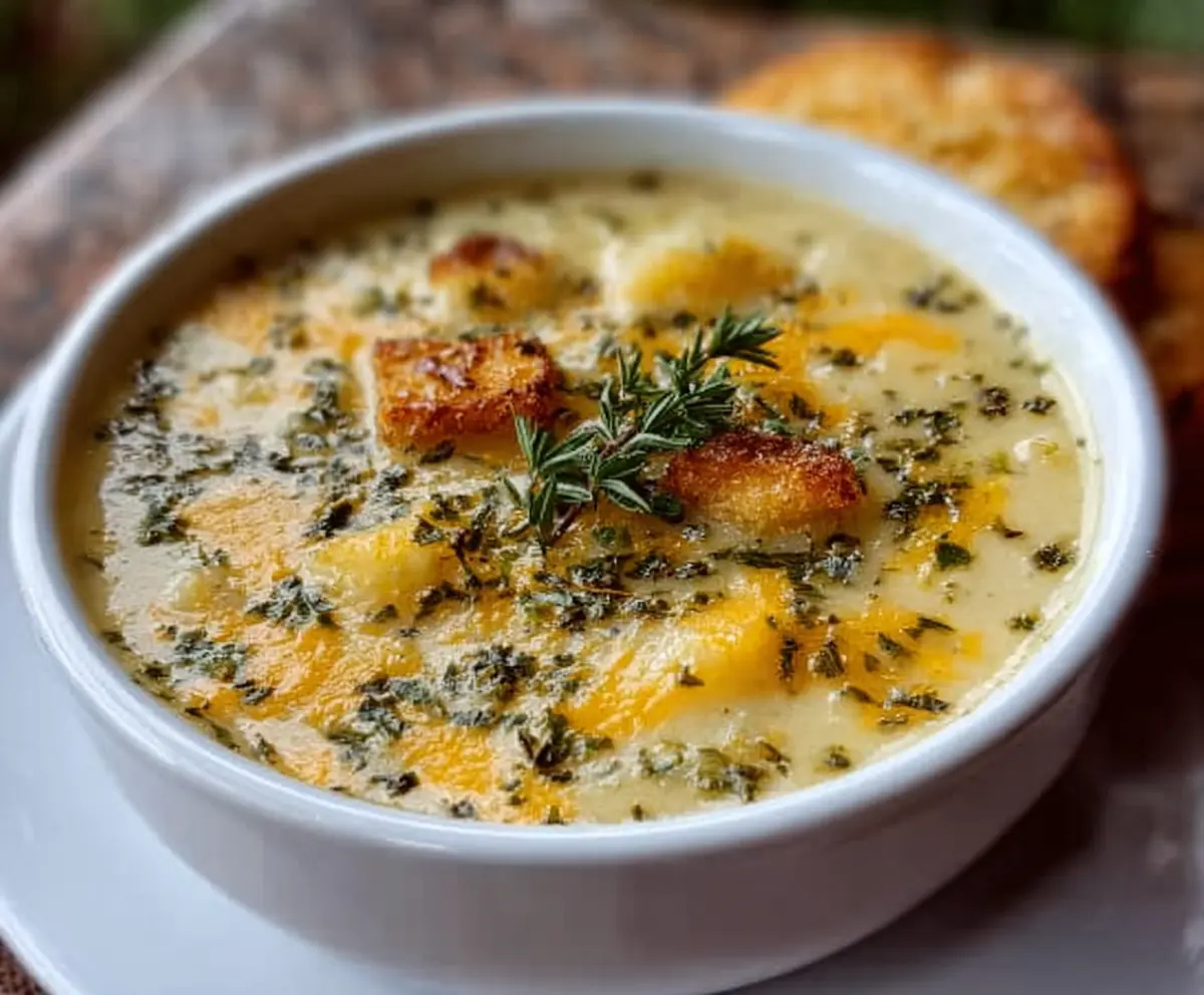 Easy Cheddar Herb Potato Soup