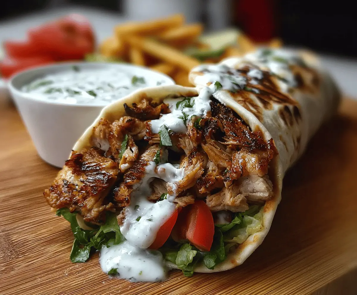 Delicious Chicken Shawarma with creamy garlic sauce served on a platter