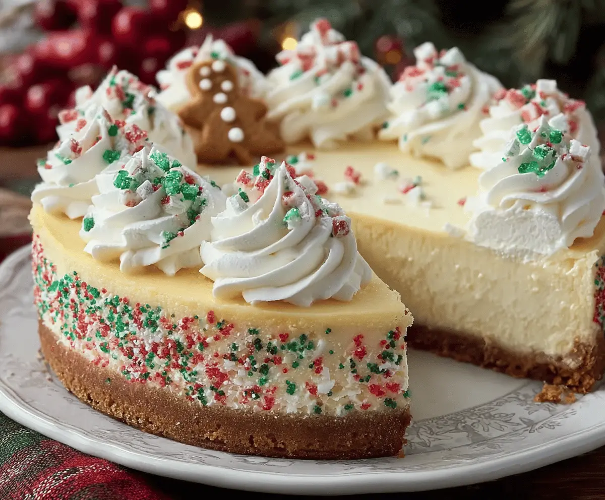 Easy Christmas Sugar Cookie Cheesecake