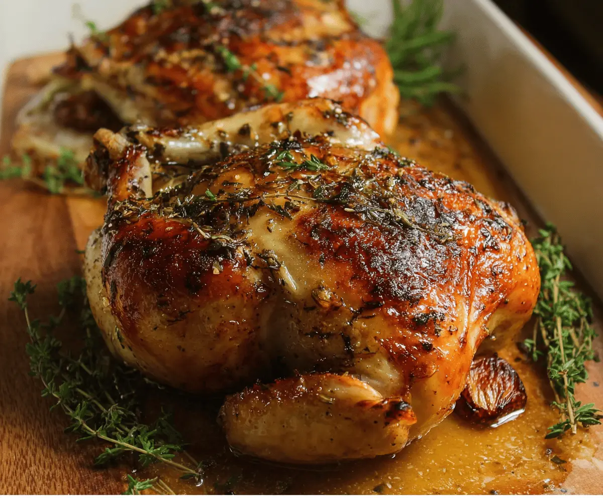 Crispy Cider Maple Roasted Cornish Hen