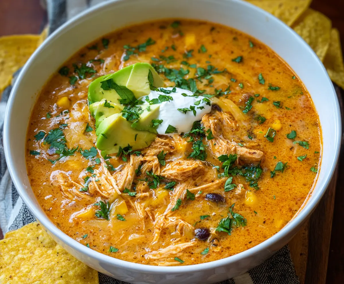 Easy Creamy Chicken Enchilada Soup