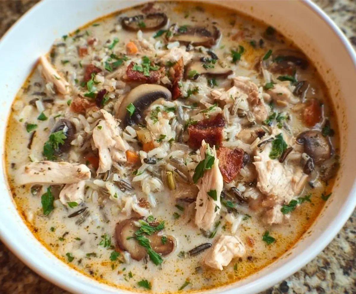 Creamy Mushroom Chicken Wild Rice Soup