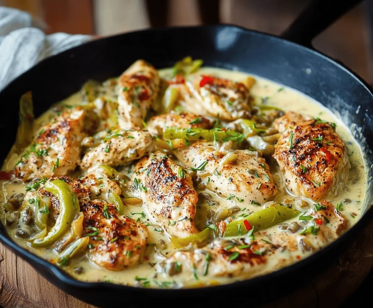Creamy Pepperoncini Chicken Skillet