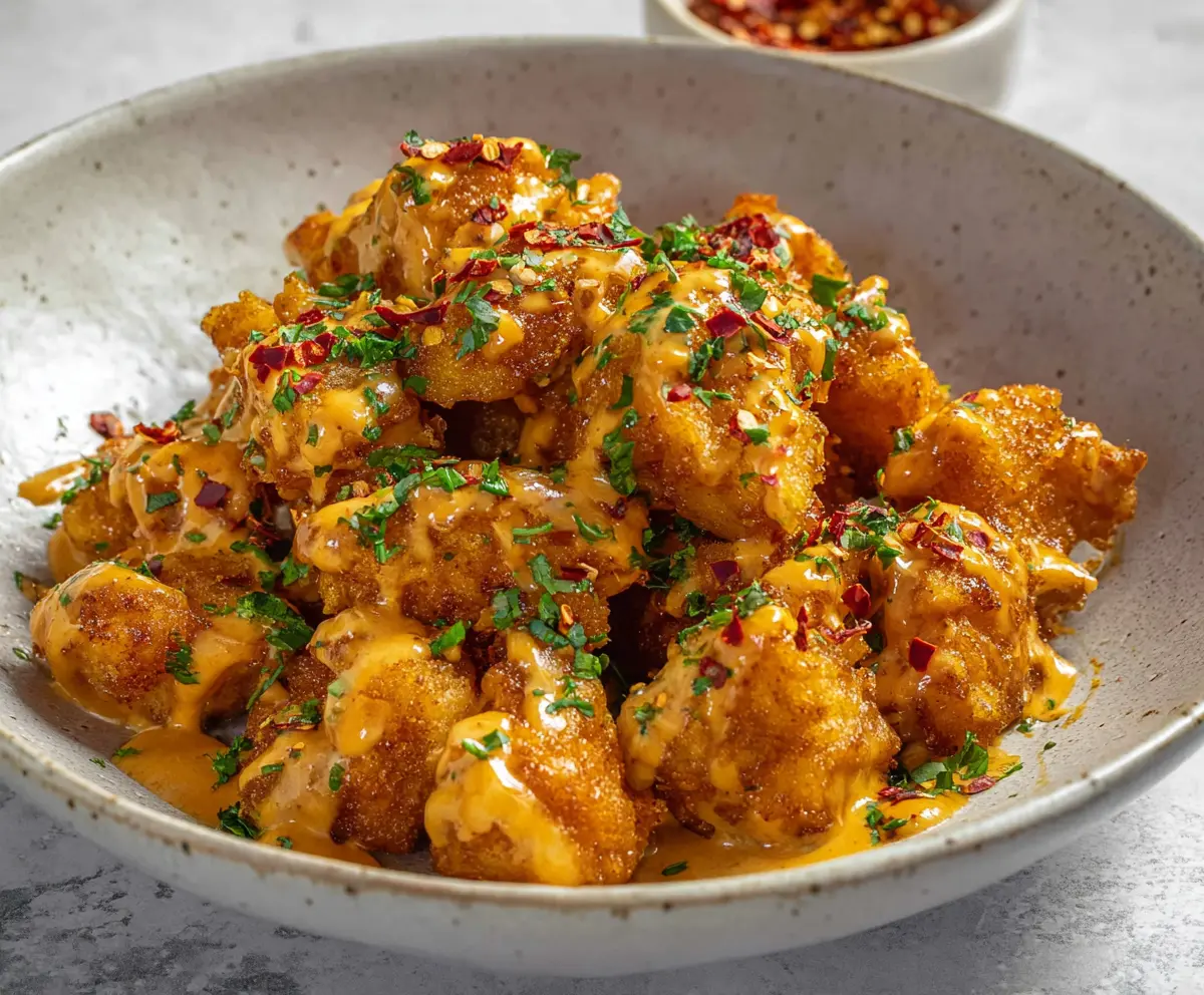 Delicious crispy Bang Bang chicken served on a plate with garnishes, perfect for a flavorful meal.