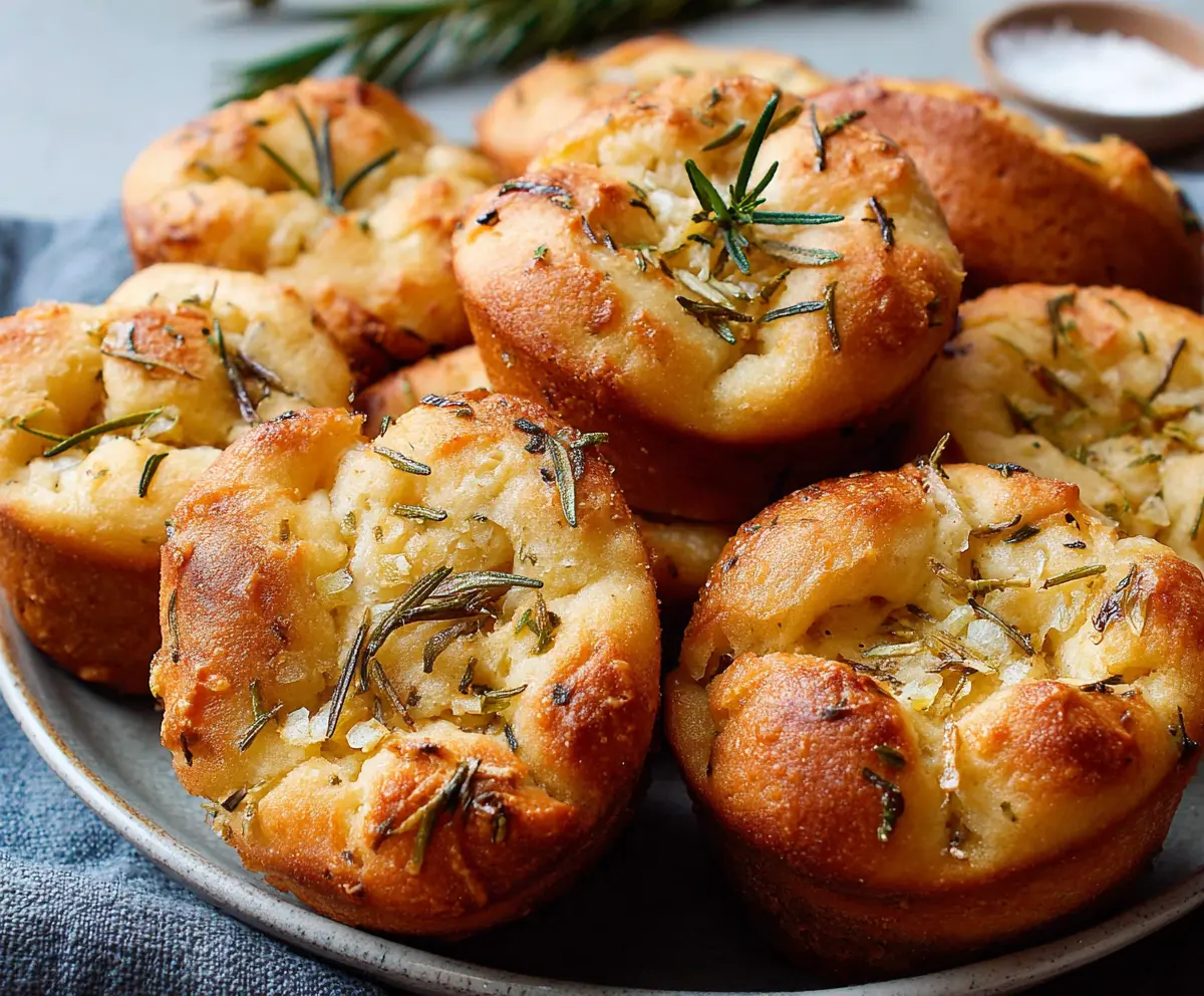 Easy Garlic Rosemary Focaccia Muffins