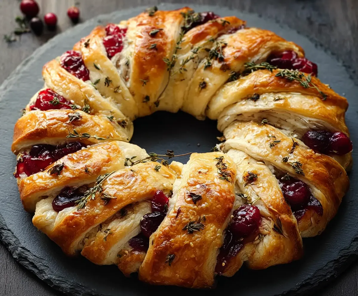 Delicious Turkey Cranberry Crescent Ring, perfect as a festive holiday appetizer.