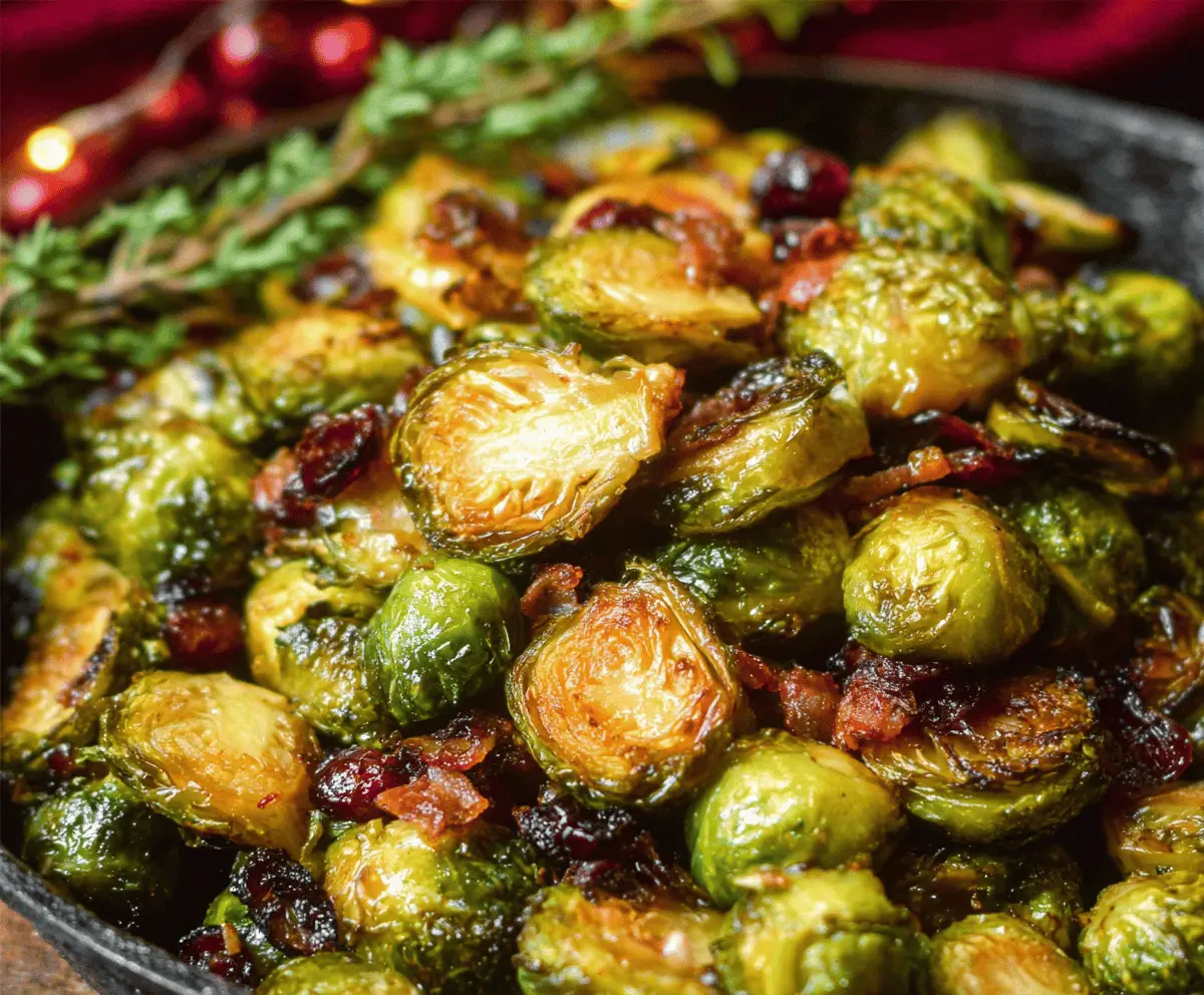 Orange Maple Brussels Sprouts with Cranberries
