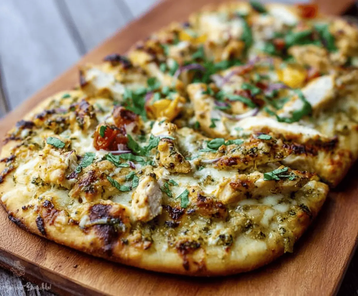 Easy Pesto Chicken Flatbread Recipe