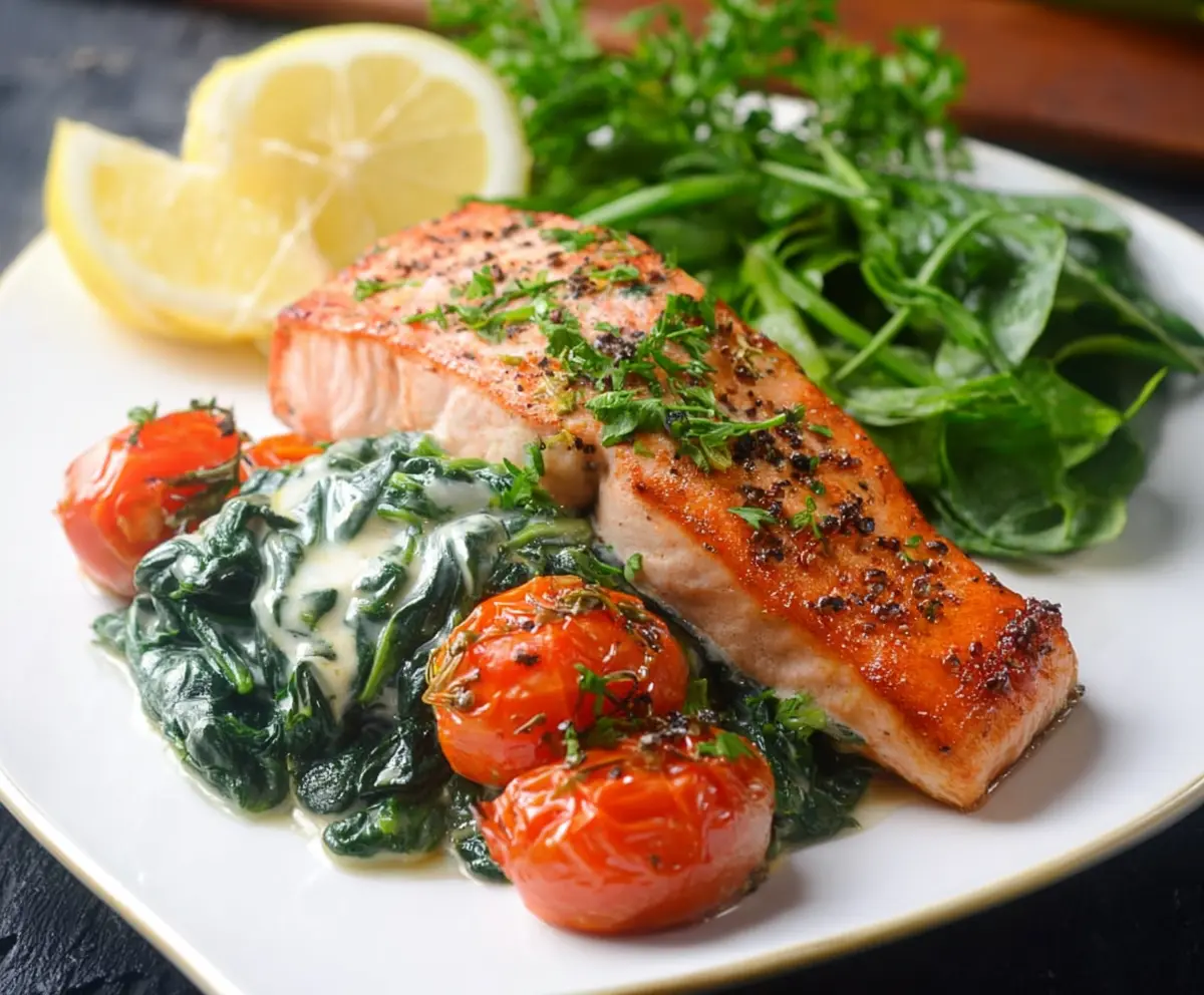 Easy Baked Salmon with Spinach