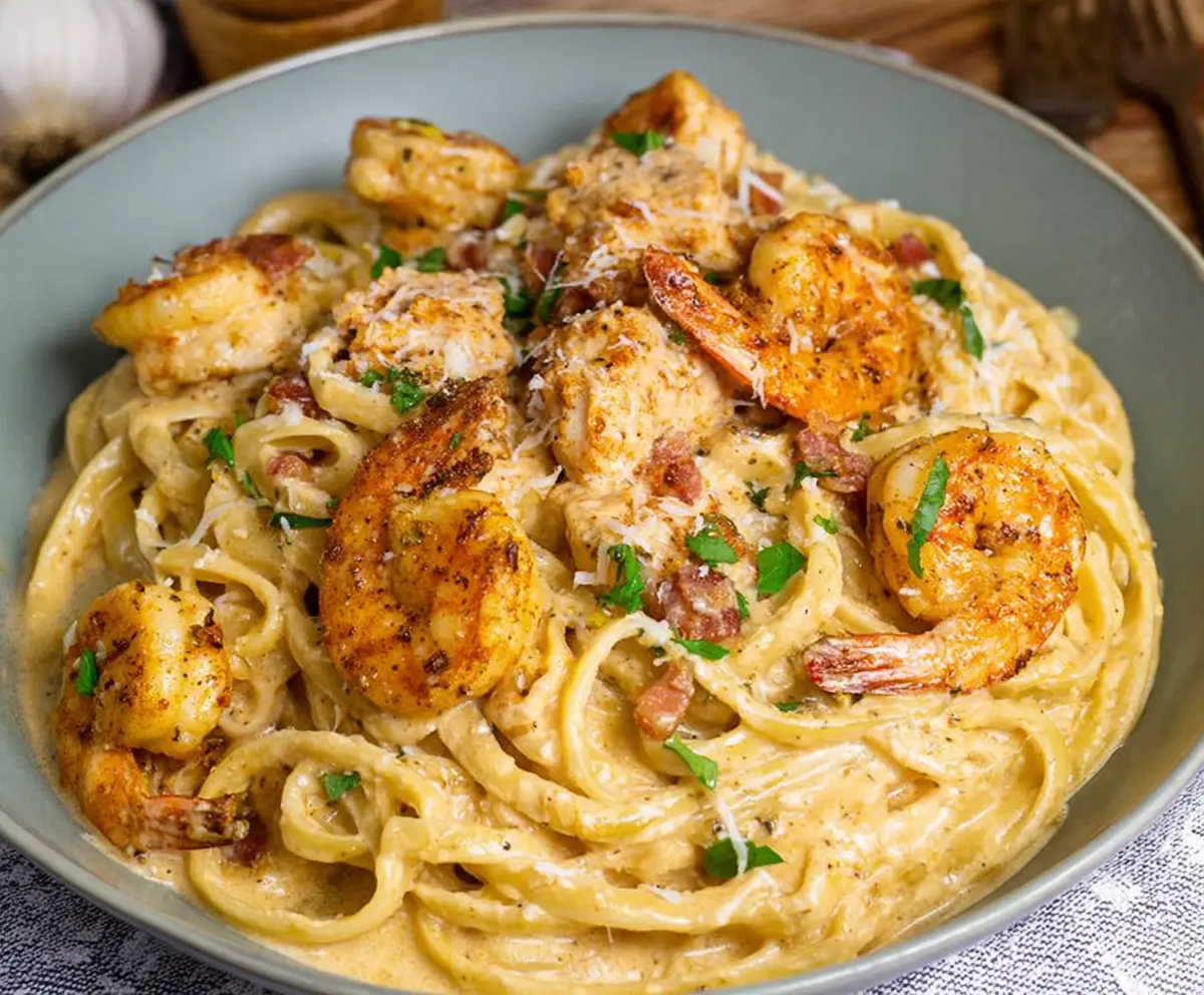 Creamy Cajun Chicken Shrimp Alfredo
