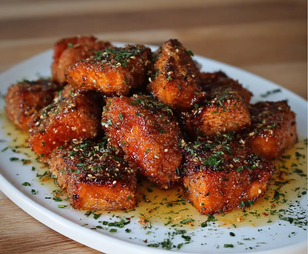 Crispy Honey Garlic Salmon Bites