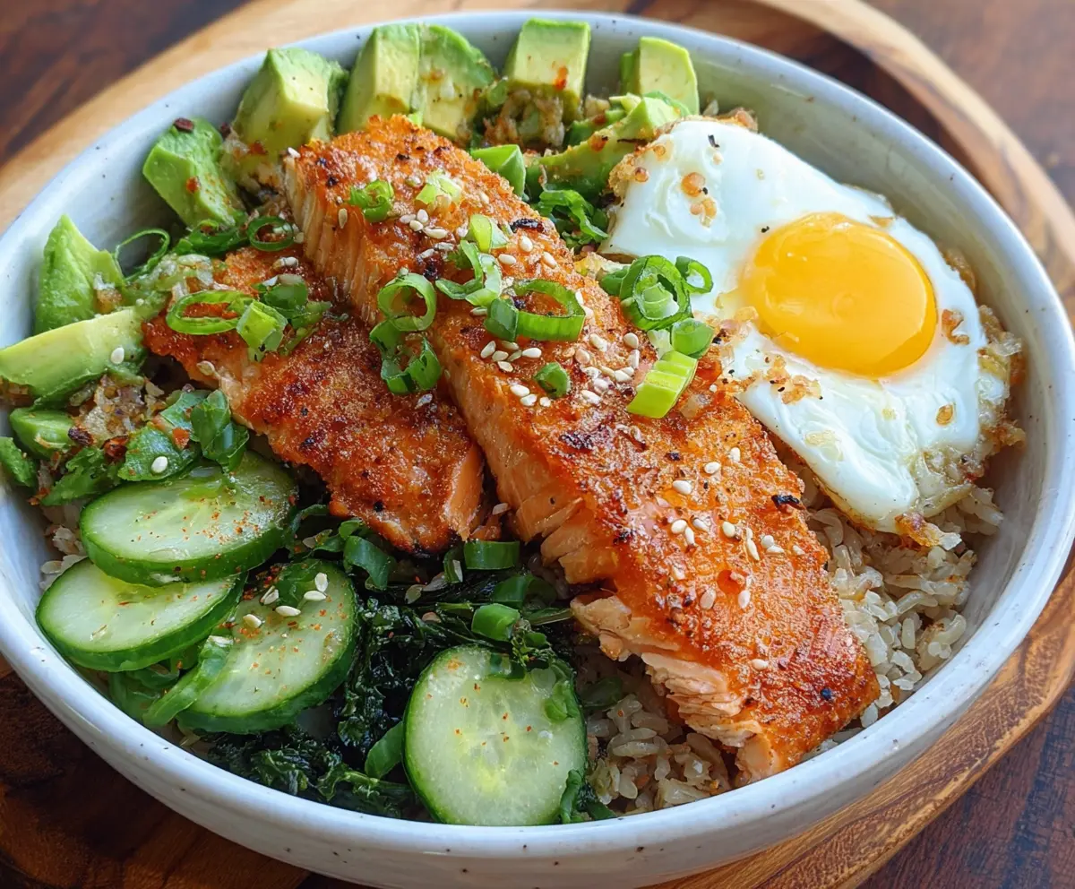 Easy Crispy Salmon Rice Bowl