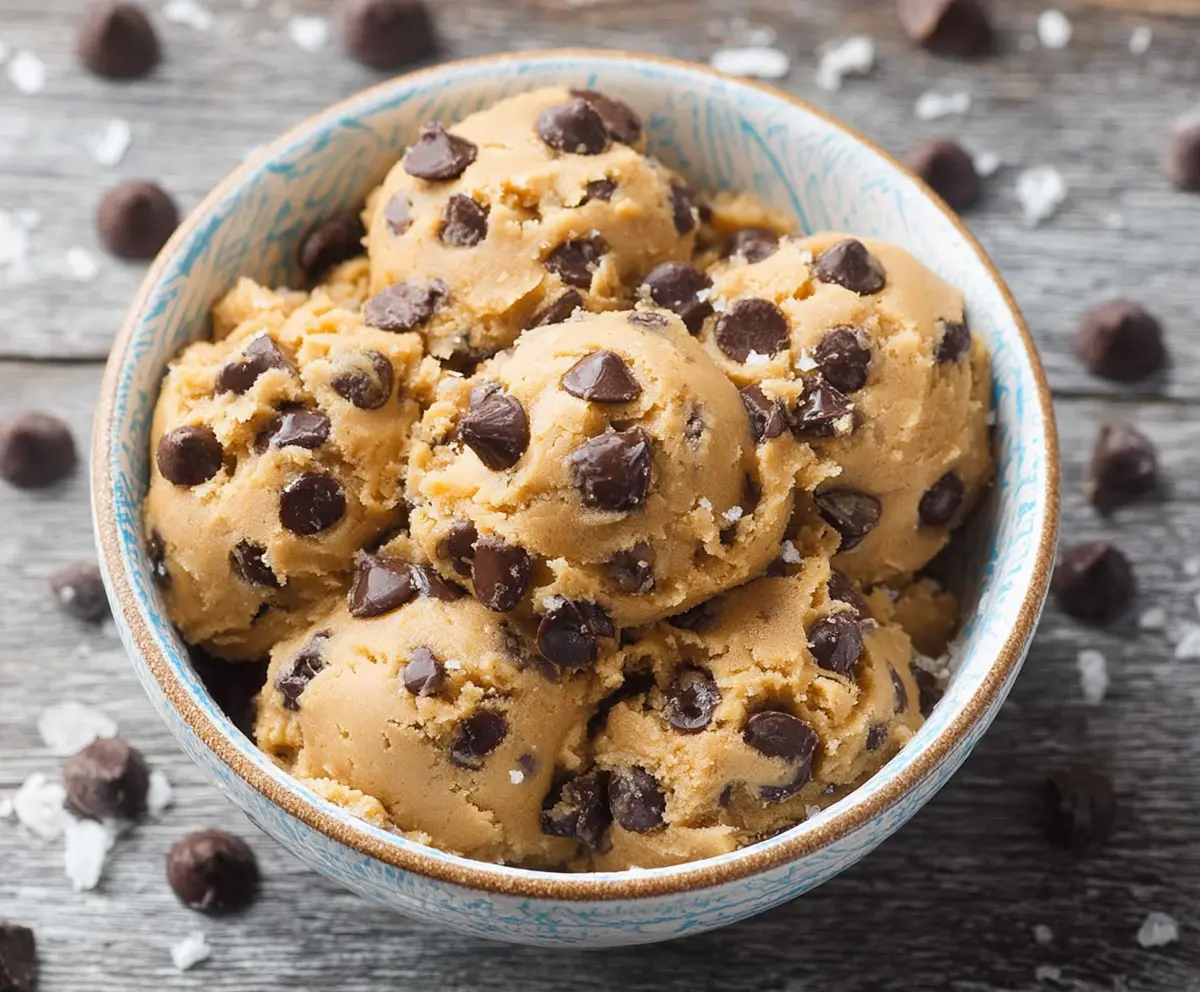 Healthy cookie dough made with natural ingredients and no processed sugars.