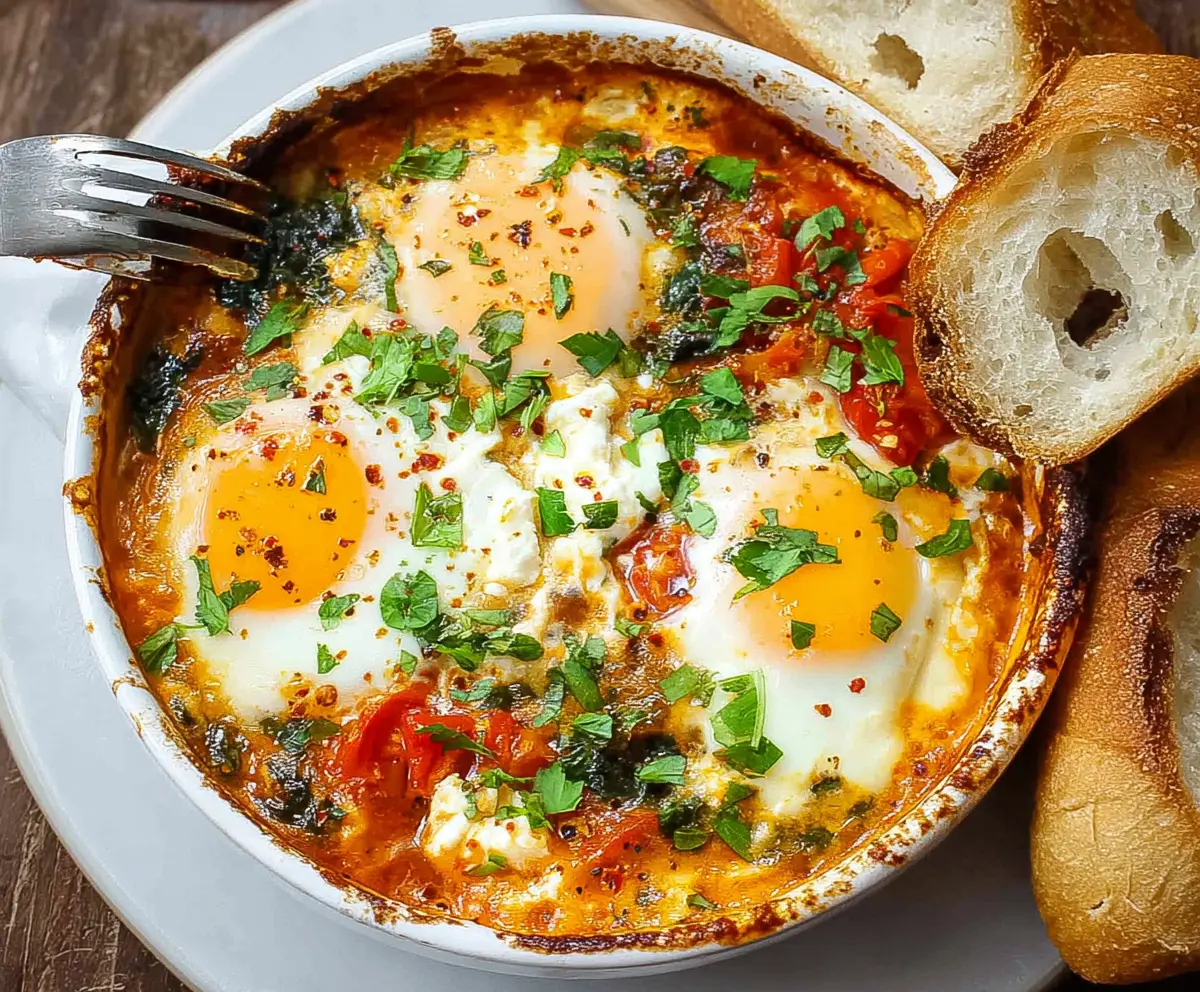 Easy Mediterranean Baked Feta Eggs