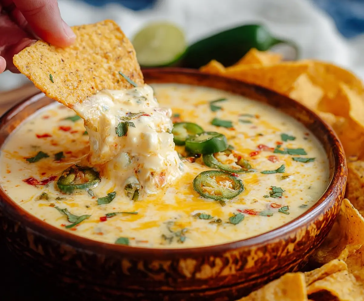 Creamy queso cheese dip ready in just 10 minutes, perfect for parties and snacks.