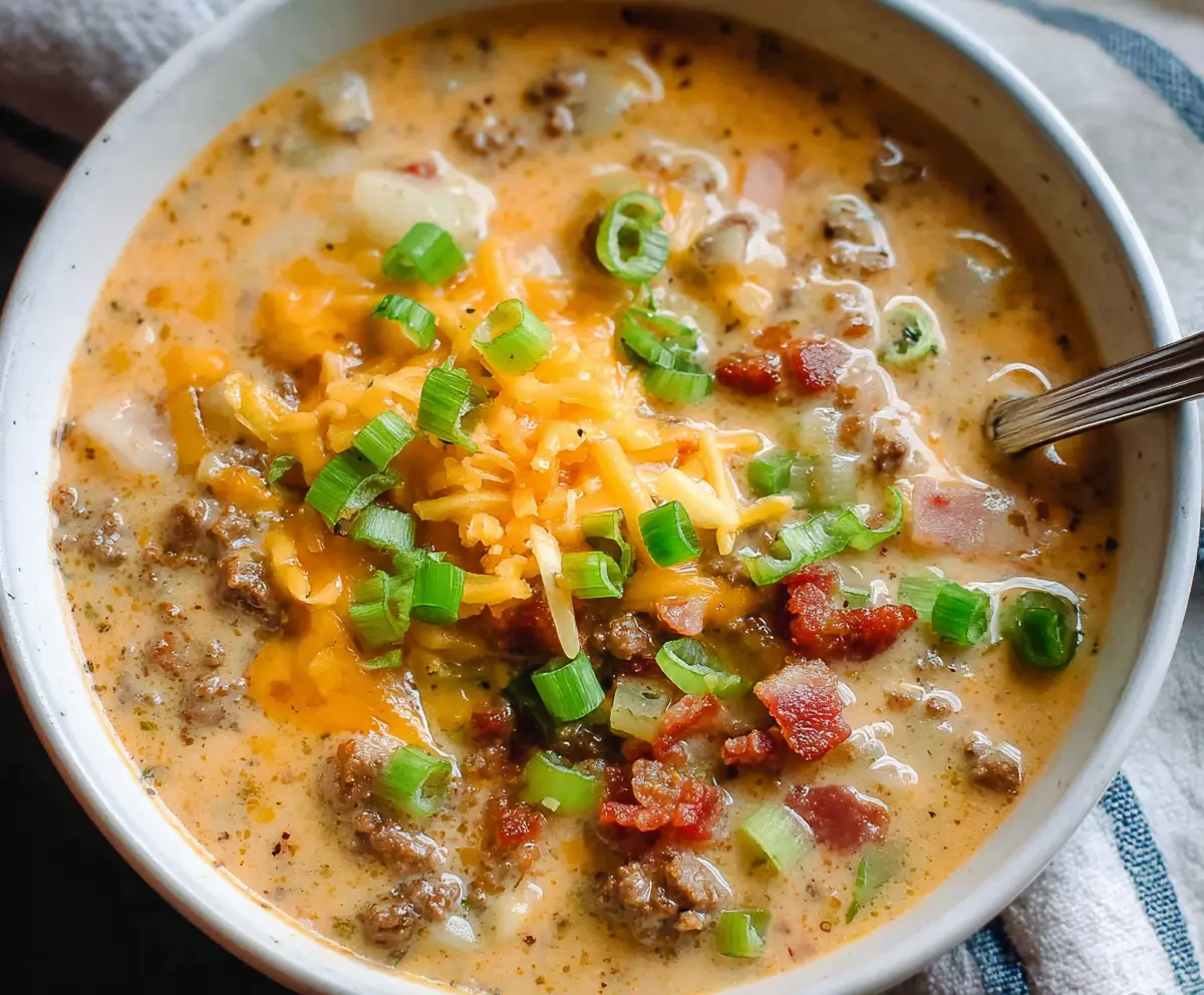 Creamy Rich Cheeseburger Soup Recipe