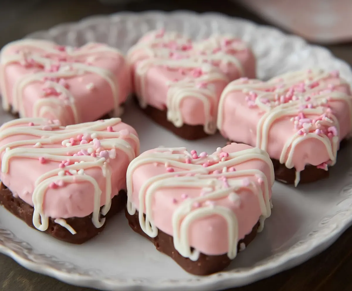 Delicious Copycat Little Debbie Valentines Cakes with pink and red frosting for Valentine's Day.