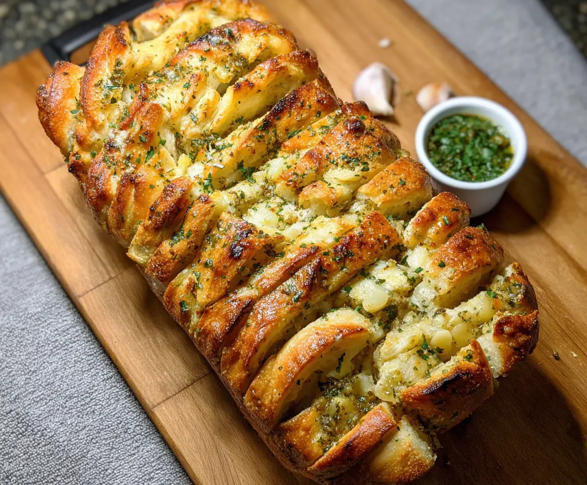 Easy Sourdough Garlic Pull-Apart Bread